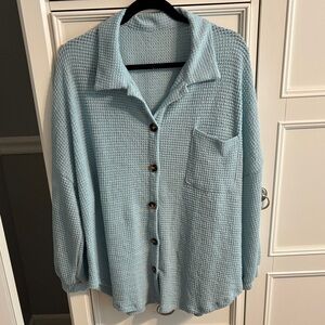 Waffle Print Button Down. Leggings Worthy